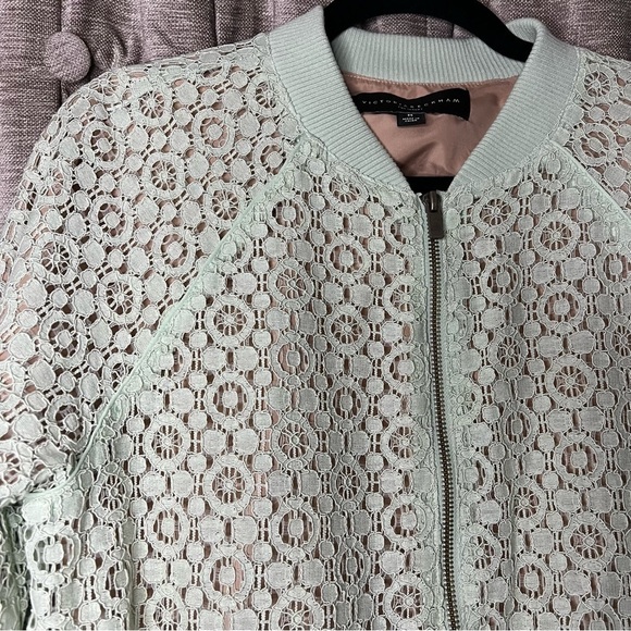 Victoria Beckham for Target Green Lace Overlay Zip Front Bomber Jacket Medium - Picture 4 of 14